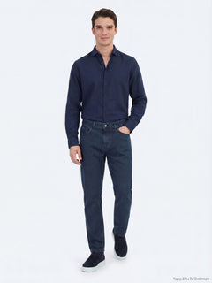 İndigo Regular Fit Denim %100 Pamuk Pantolon