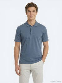 İndigo Düz Polo Yaka T-Shirt
