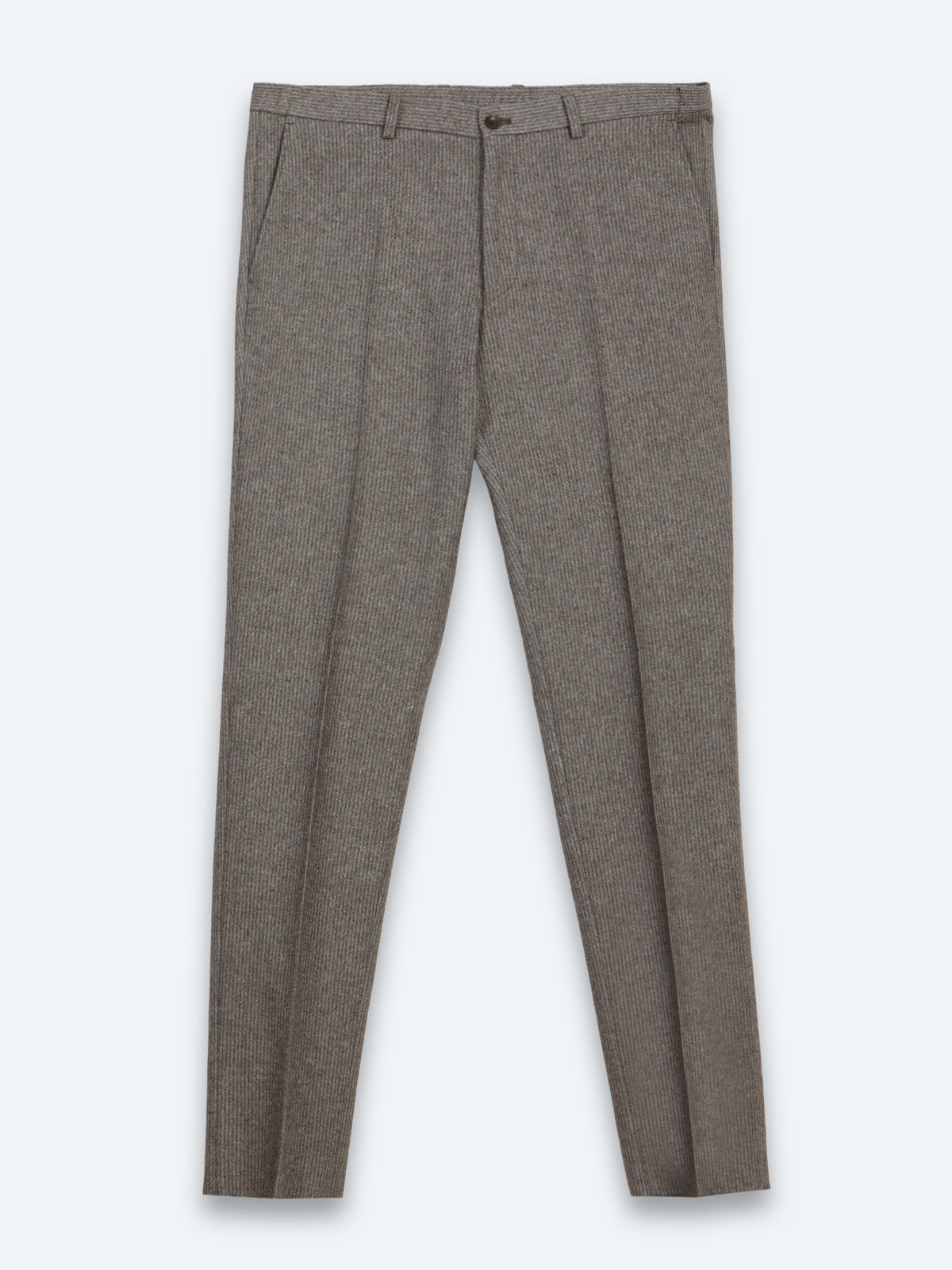 Açık Kahve Çizgili Modern Fit Yün Karışımlı Takım Elbise