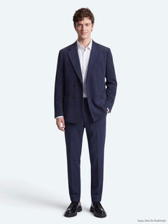 Lacivert Çizgili Modern Fit Takım Elbise