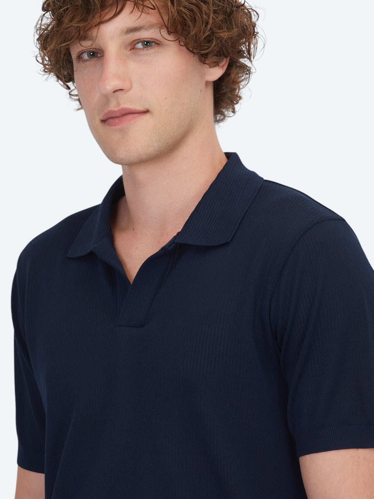 Lacivert Çizgili Polo Yaka %100 Pamuk T-Shirt