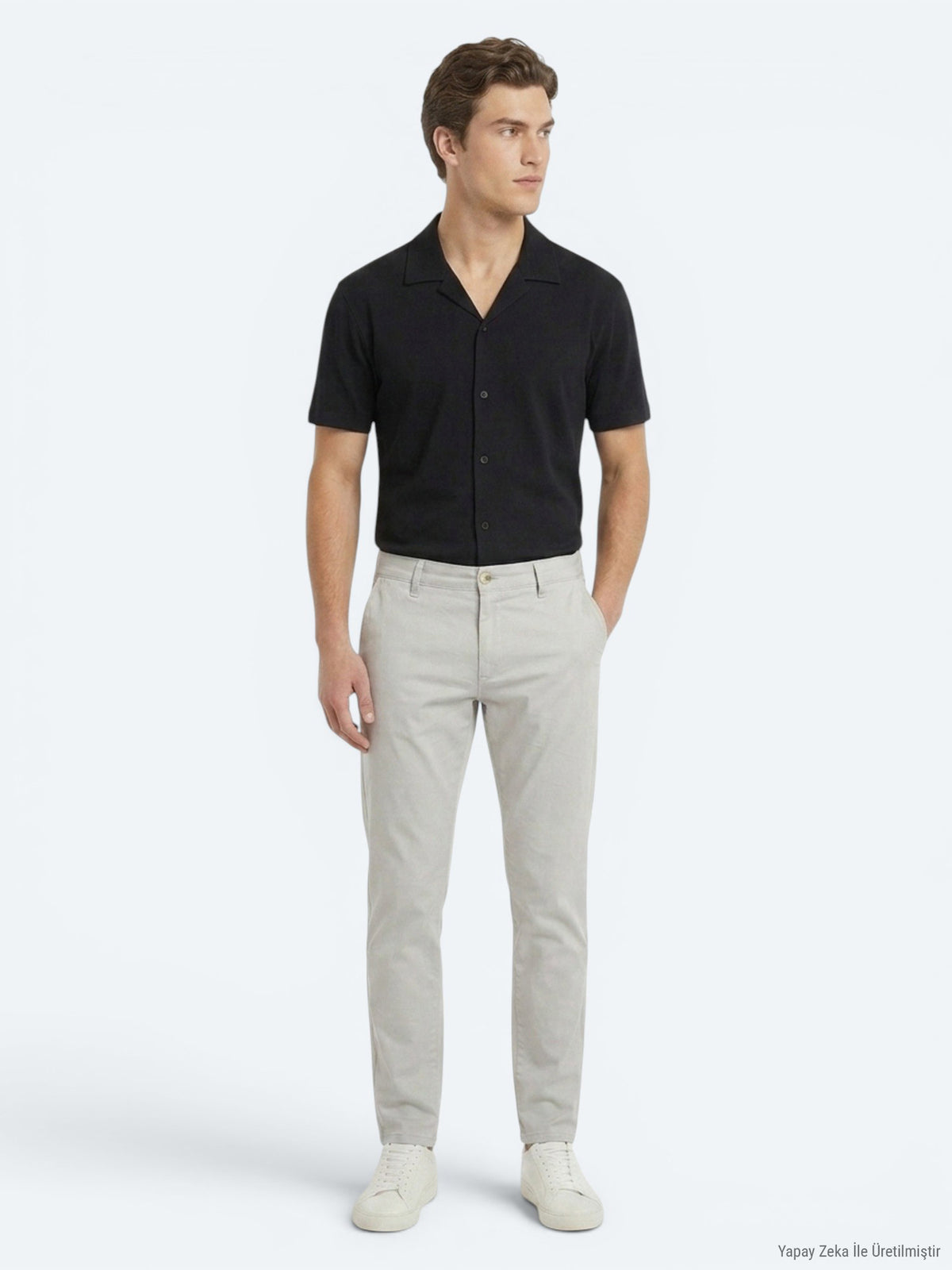 Lacivert Çizgili Regular Fit Kısa Casual %100 Pamuk Gömlek