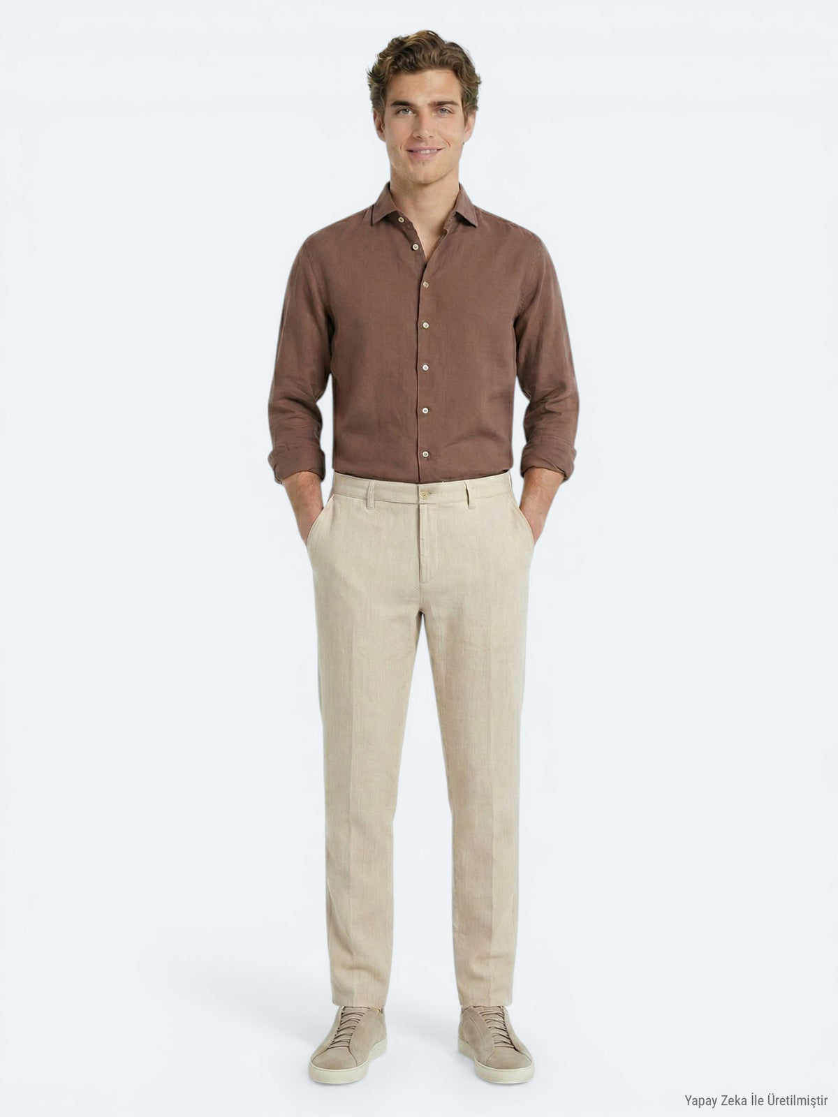 Bej Kumaş Jogging Fit Casual %100 Pamuk Pantolon