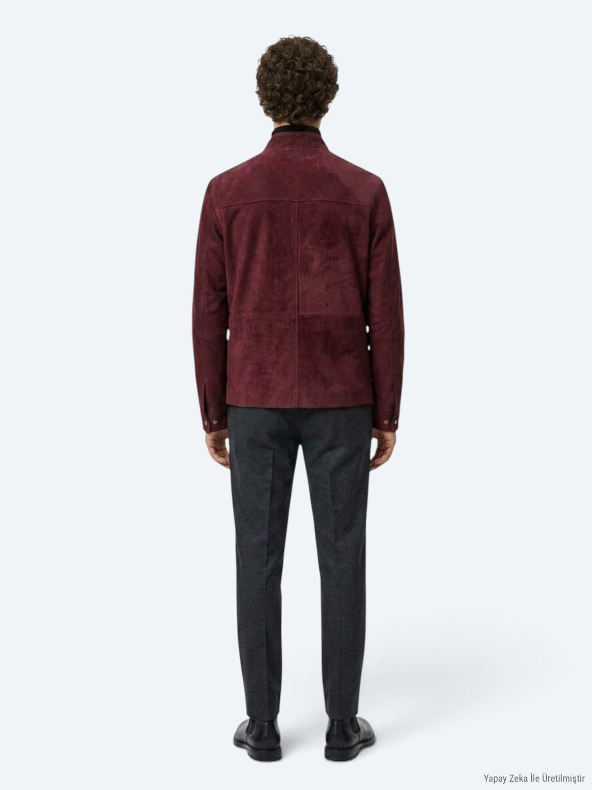 Bordo Regular Fit Dik Yaka Casual Süet Deri Mont