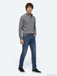 İndigo Düz Slim Fit Denim Pamuk Karışımlı Pantolon