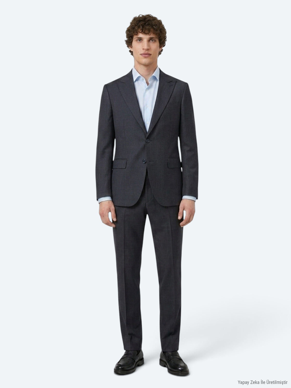 Lacivert Kareli Modern Fit %100 Yün Takım Elbise
