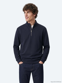 Lacivert Dik Yaka Düz Sweatshirt
