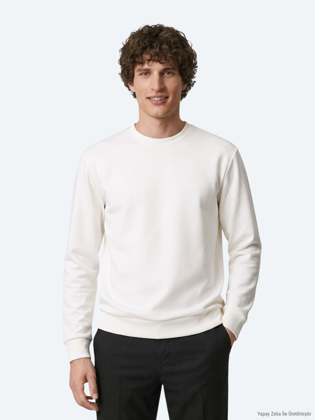 Ekru Düz Sweatshirt