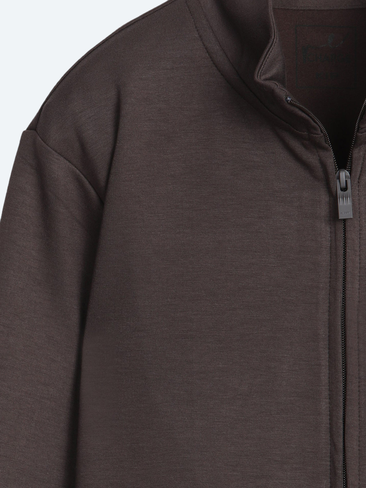 Kahverengi Dik Yaka Düz Sweatshirt