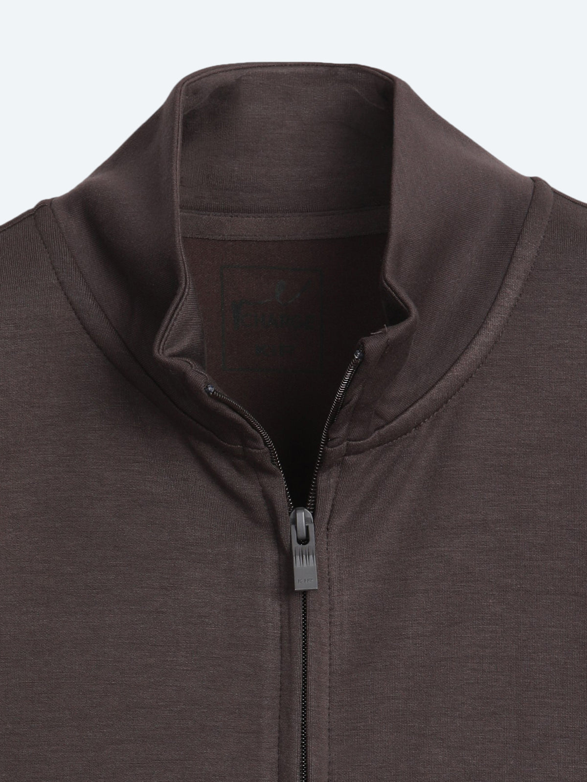 Kahverengi Dik Yaka Düz Sweatshirt