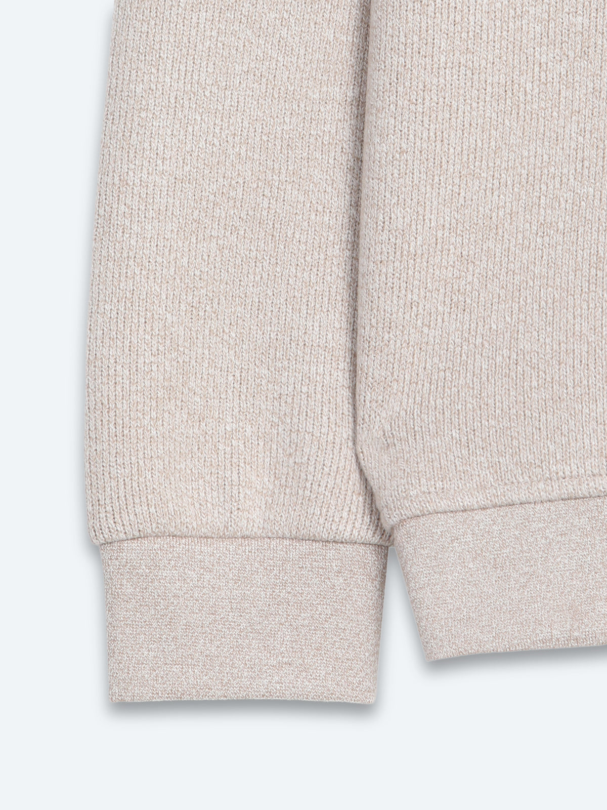 Bej Dik Yaka Desenli Sweatshirt
