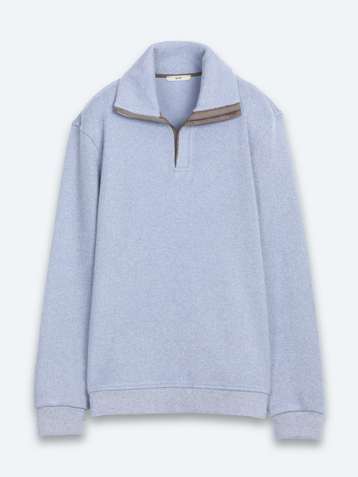 Mavi Dik Yaka Desenli Sweatshirt