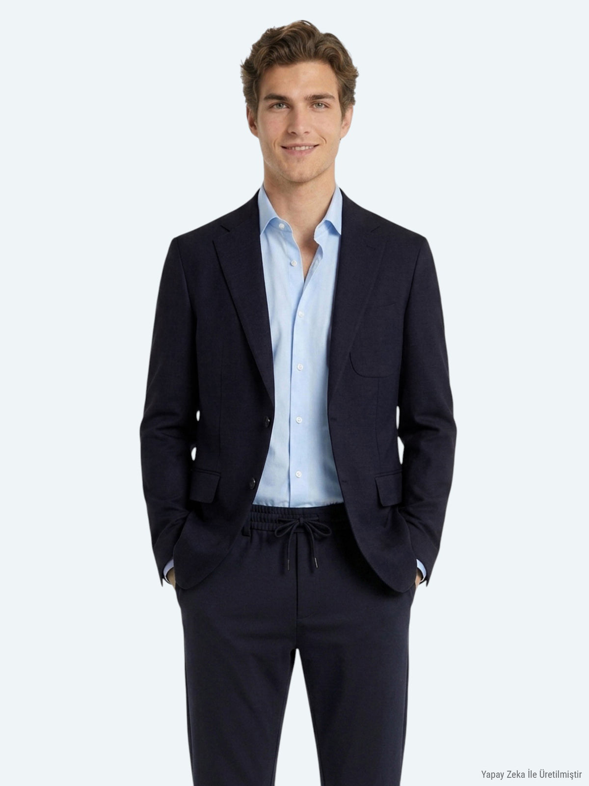 Lacivert Mikro Modern Fit Örme Takım Elbise