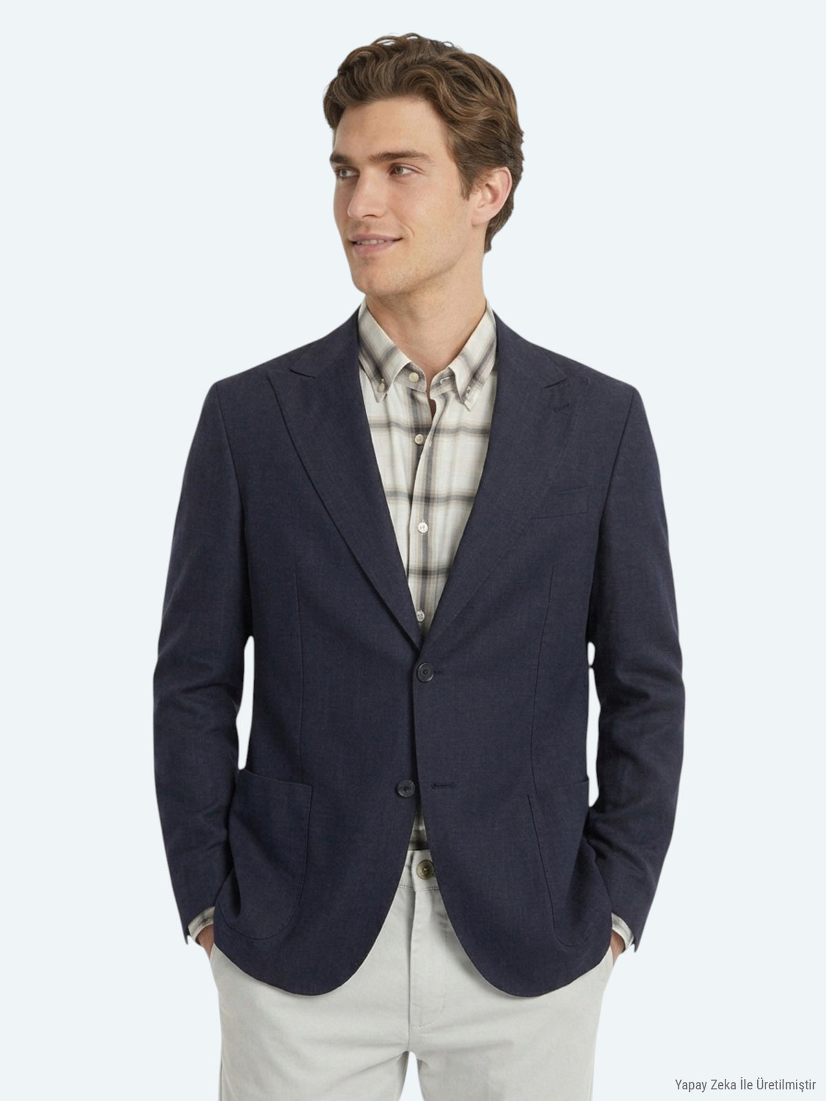 Siyah Modern Fit %100 Keten Ceket