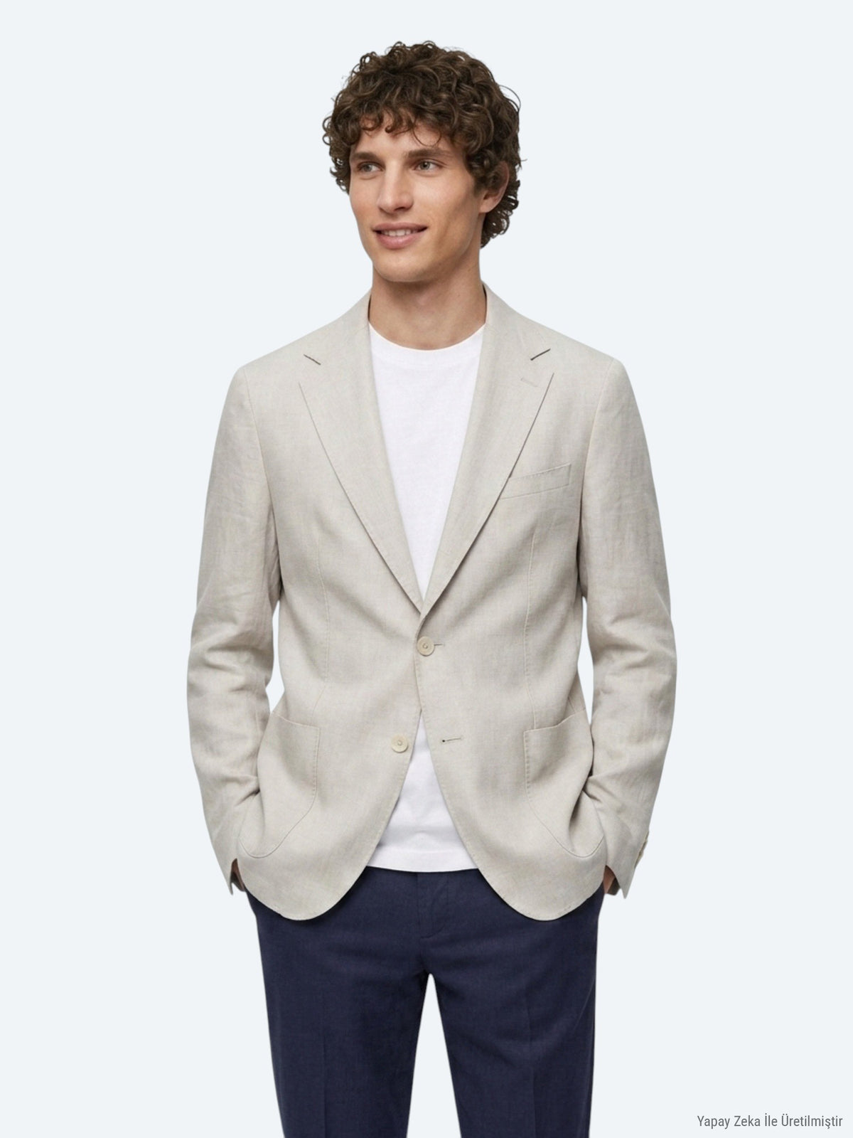 Taş Düz Modern Fit %100 Keten Ceket