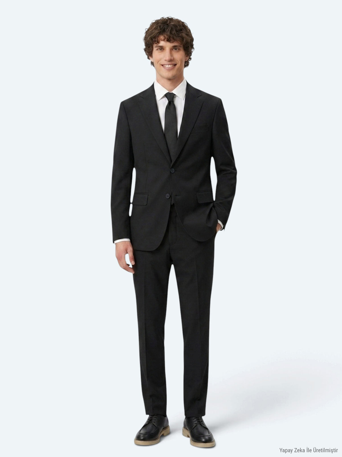 Siyah Düz Modern Fit Takım Elbise