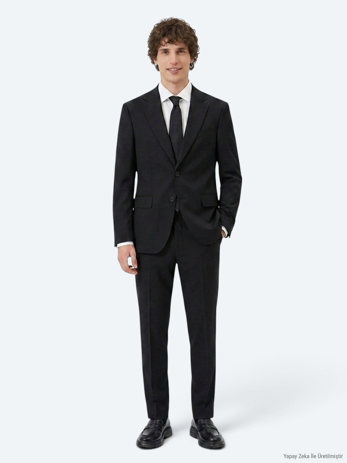 Siyah Çizgili Modern Fit Takım Elbise