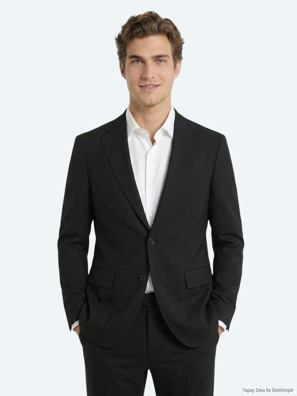 Siyah Çizgili Modern Fit Takım Elbise