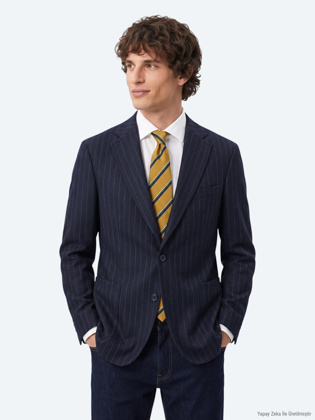 Lacivert Regular Fit Yün Karışımlı Ceket
