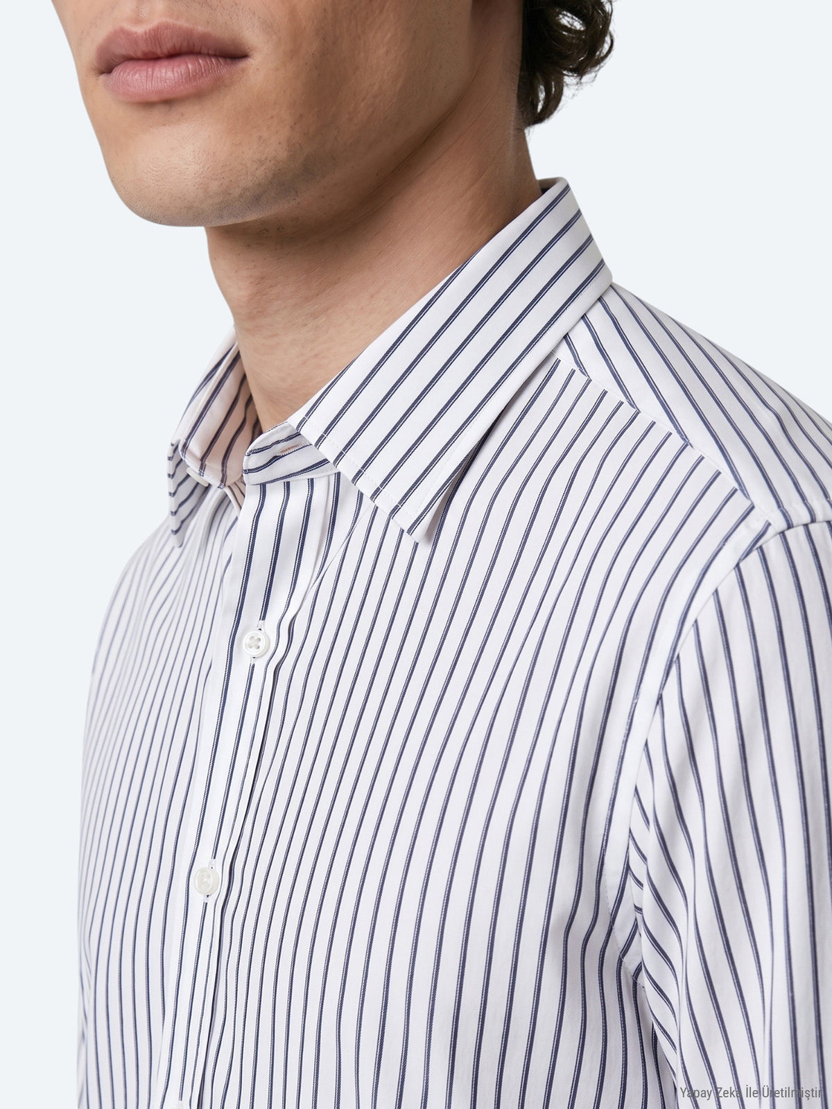 Lacivert Çizgili Regular Fit Uzun Dokuma Casual %100 Pamuk Gömlek