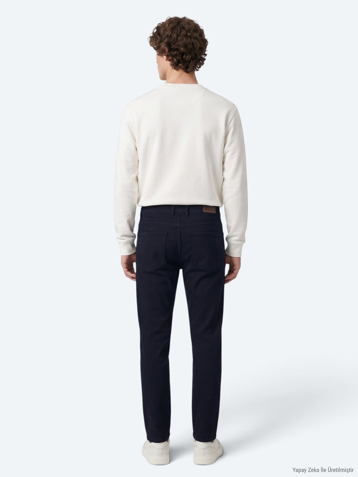 Lacivert Düz Dokuma Slim Fit Spor Pamuk Karışımlı Pantolon