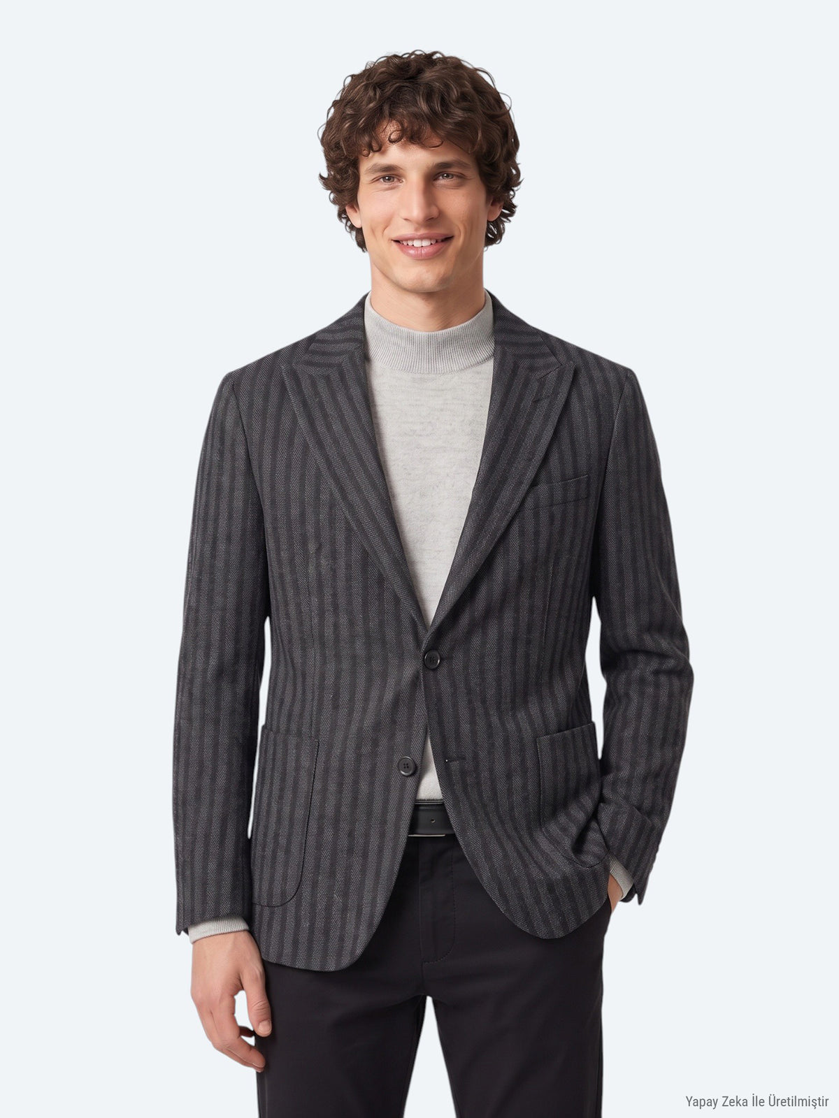 Antrasit Modern Fit Yün Karışımlı Ceket