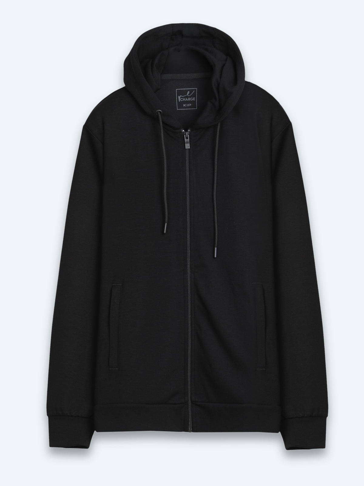 Siyah Kapüşonlu Düz Sweatshirt