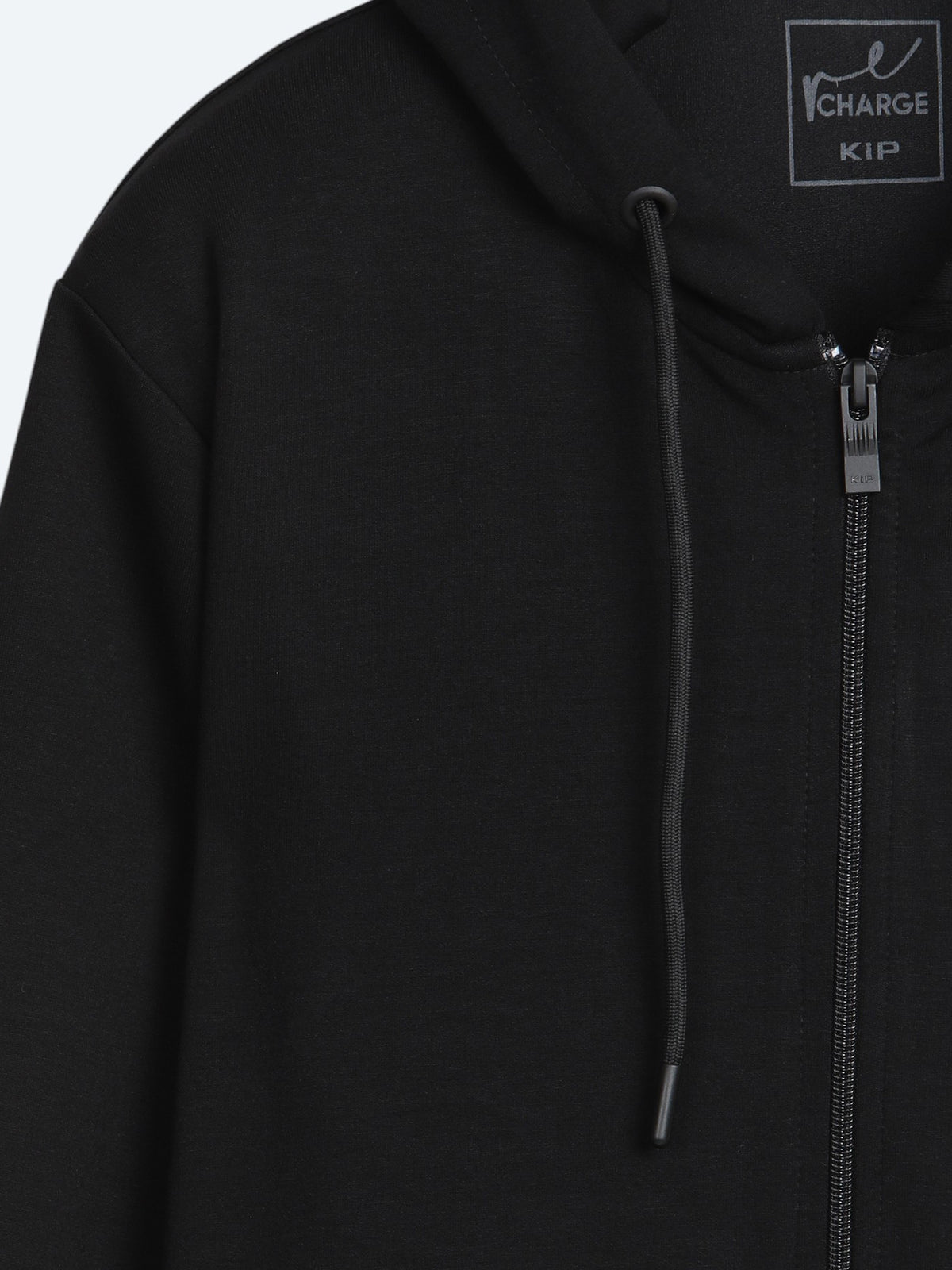 Siyah Kapüşonlu Düz Sweatshirt