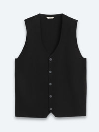 Siyah Regular Fit Casual Örme Triko Yelek