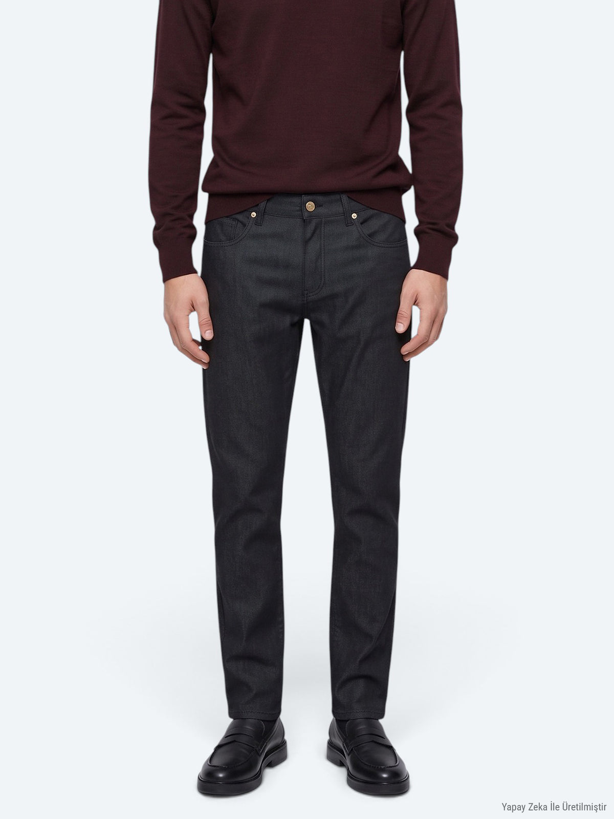 Lacivert Düz Dokuma Slim Fit Spor Pamuk Karışımlı Pantolon