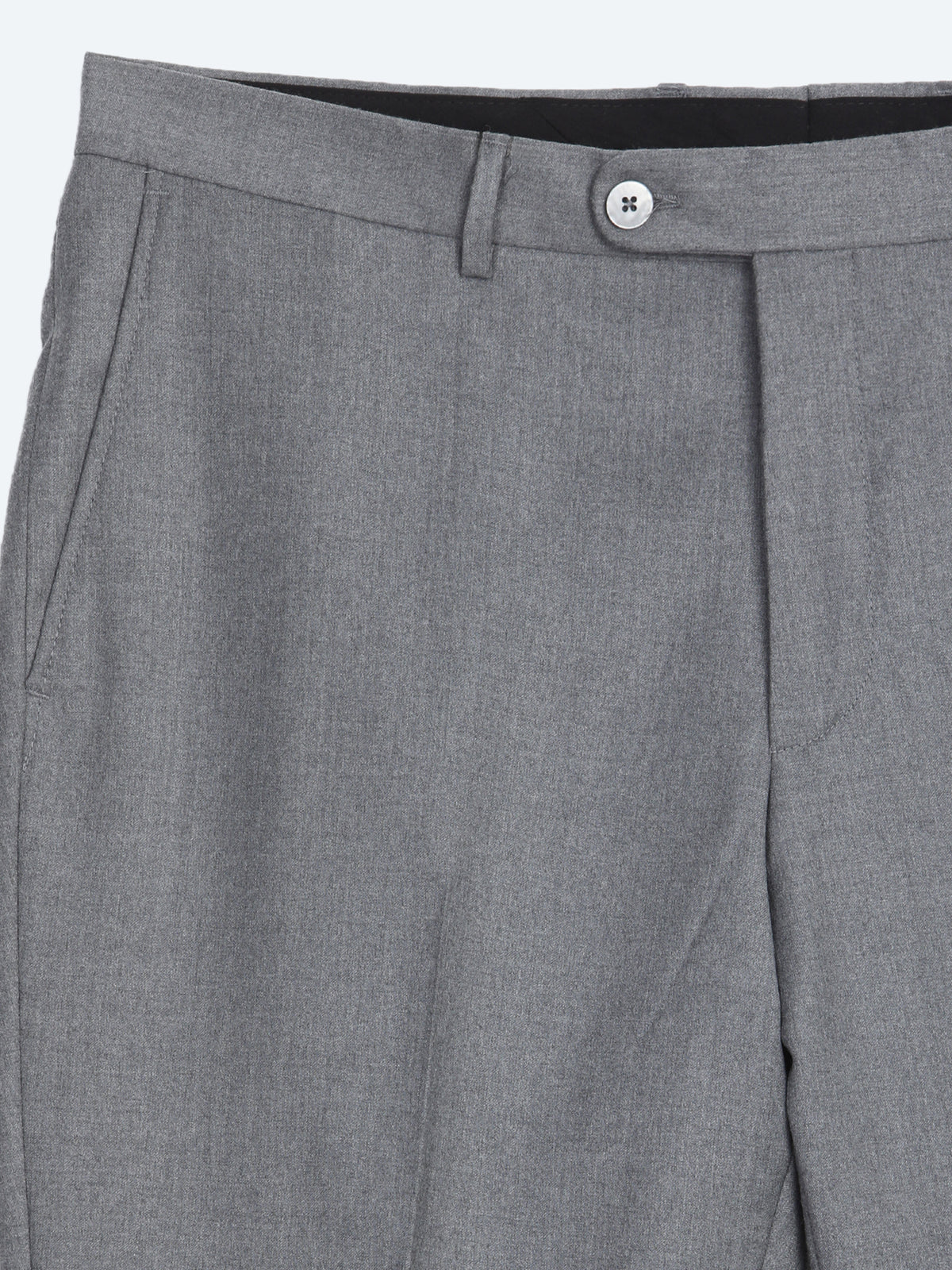 Gri Düz Dokuma Fitted Fit Klasik %100 Yün Pantolon