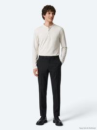 Siyah Düz Dokuma Fitted Fit Klasik Pantolon