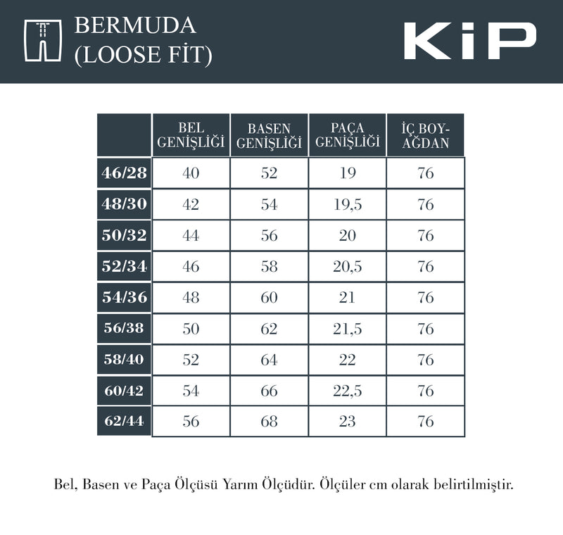 Beden Tablosu - Bermuda (Loose Fit)