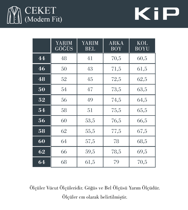 Beden Tablosu - Ceket (Modern Fit)