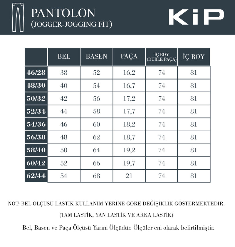 Beden Tablosu - Pantolon (Jogger-Jogging Fit)