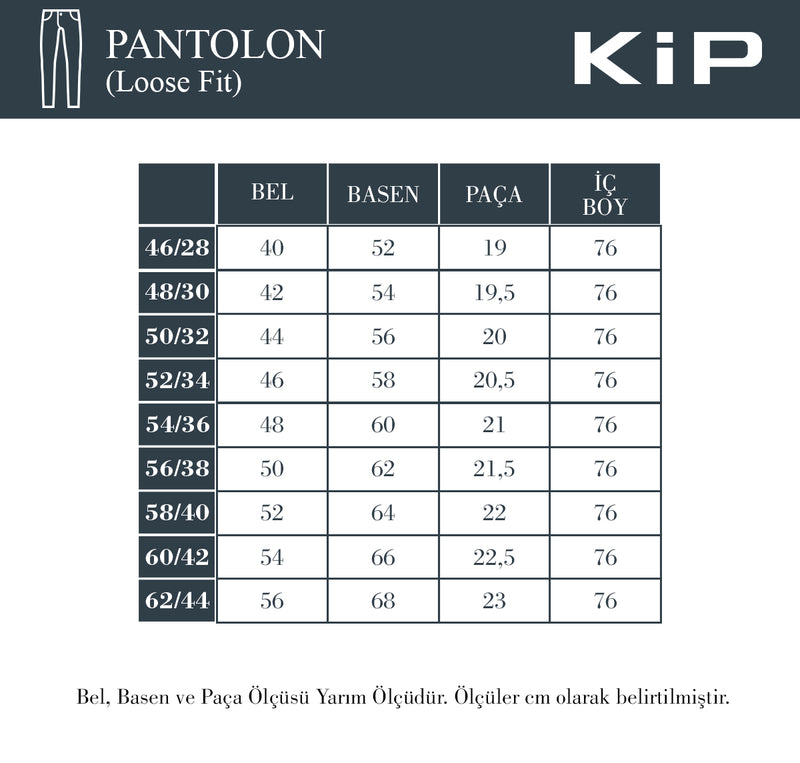 Beden Tablosu - Pantolon (Loose Fit)