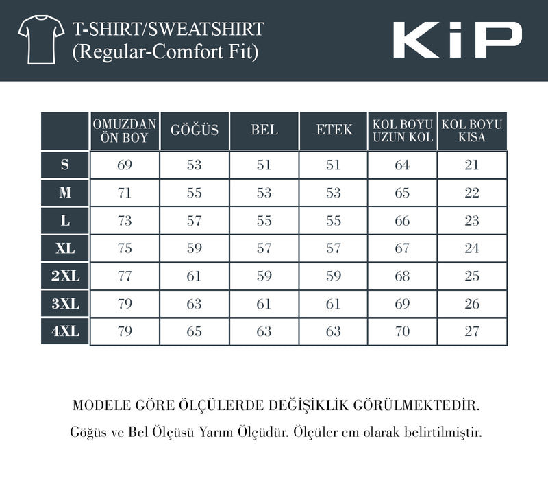 Beden Tablosu - T-Shirt / Sweatshirt (Regular-Comfort Fit)