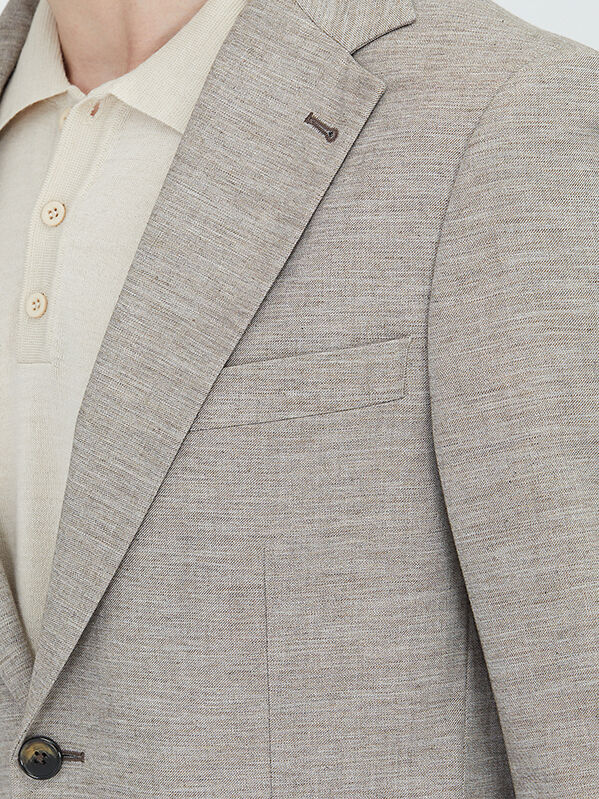 Dark Brown Patterned Modern Fit Wool Blended Jacket - 3