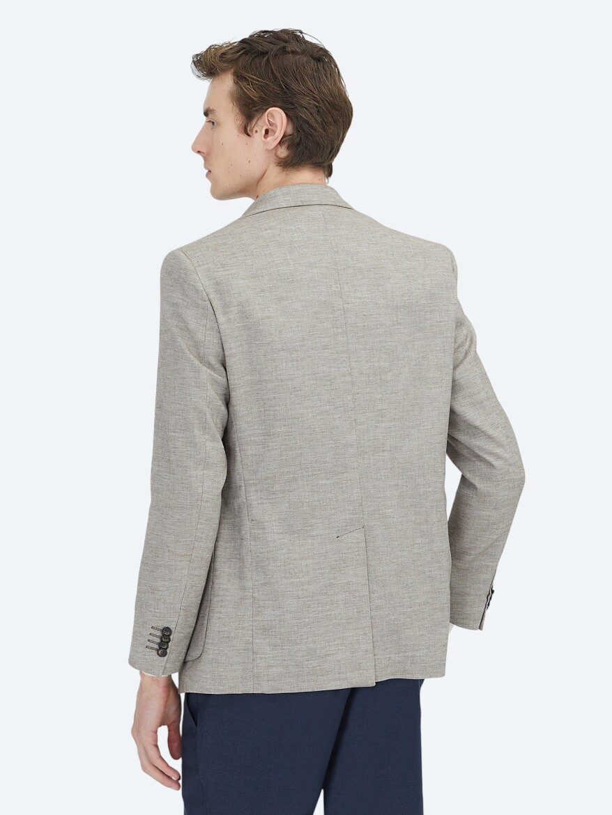 Dark Brown Patterned Modern Fit Wool Blended Jacket - 4