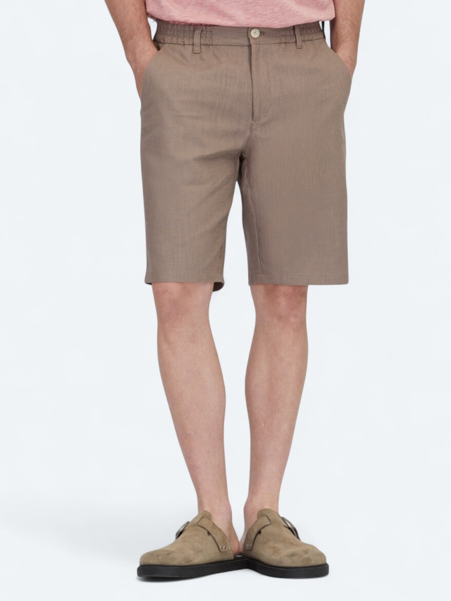 Dark Mink Weaving Jogging Fit Casual Cotton Blended Bermuda 