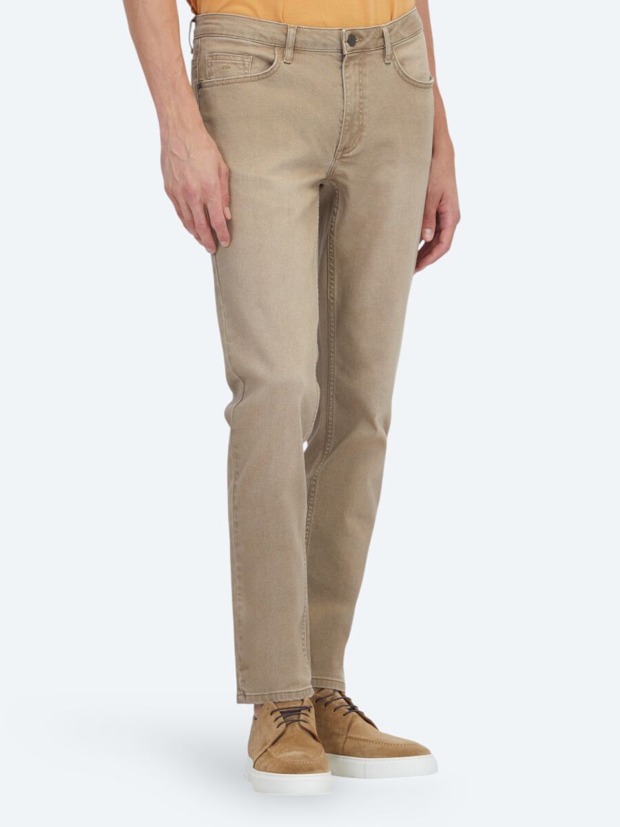 Deve Tüyü Slim Fit Denim Pamuk Karışımlı Pantolon - 2