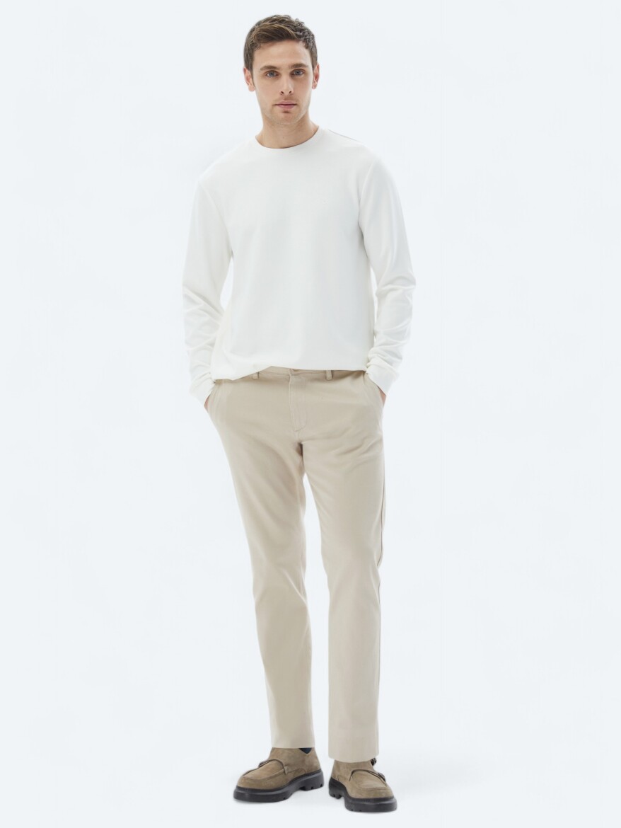 Ecru Crew Neck Sweatshirt - 2