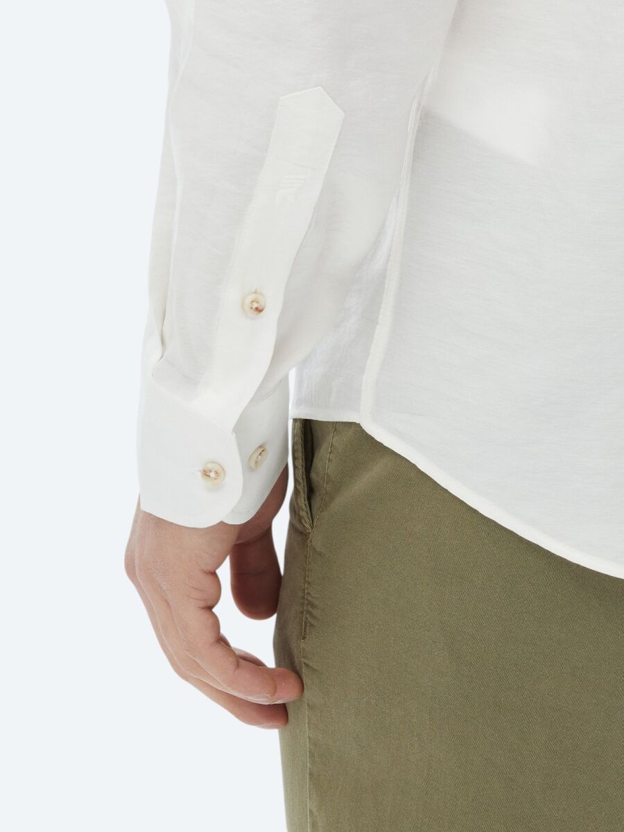 Ecru Plain Regular Fit Weaving Casual Shirt - 10