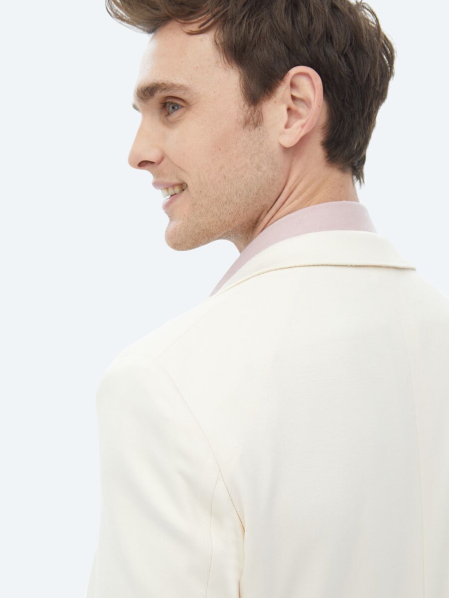 Ekru Düz Modern Fit Örme Ceket - 5