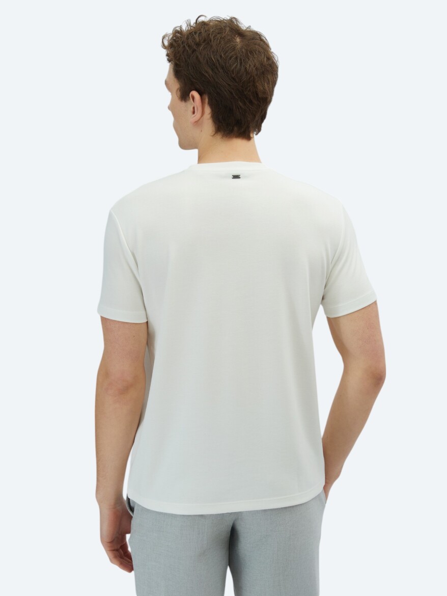 Ekru Düz T-Shirt - 4