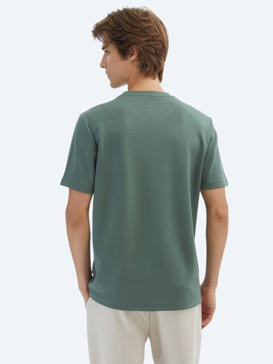 Green Plain Crew Neck T-Shirt - 6