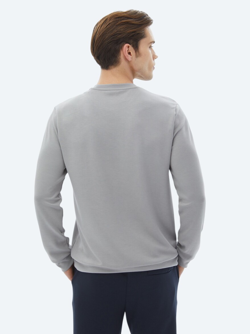 Grey Crew Neck Printed Sweatshirt - 8