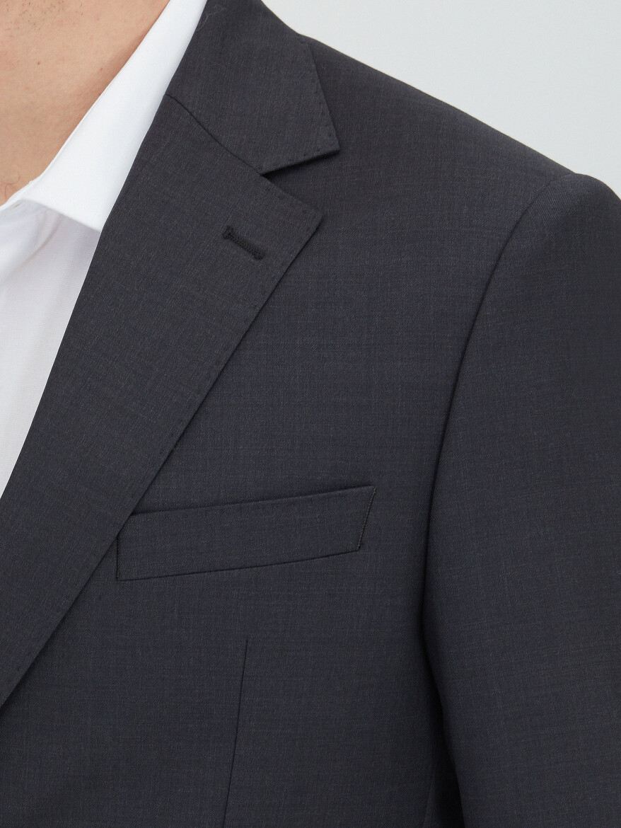 Grey Modern Fit Wool Blended Suit - 3