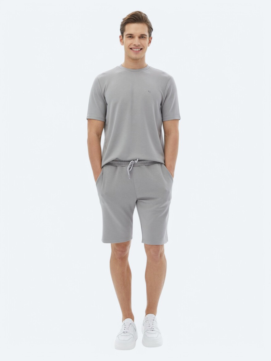 Grey Plain Crew Neck T-Shirt - 2