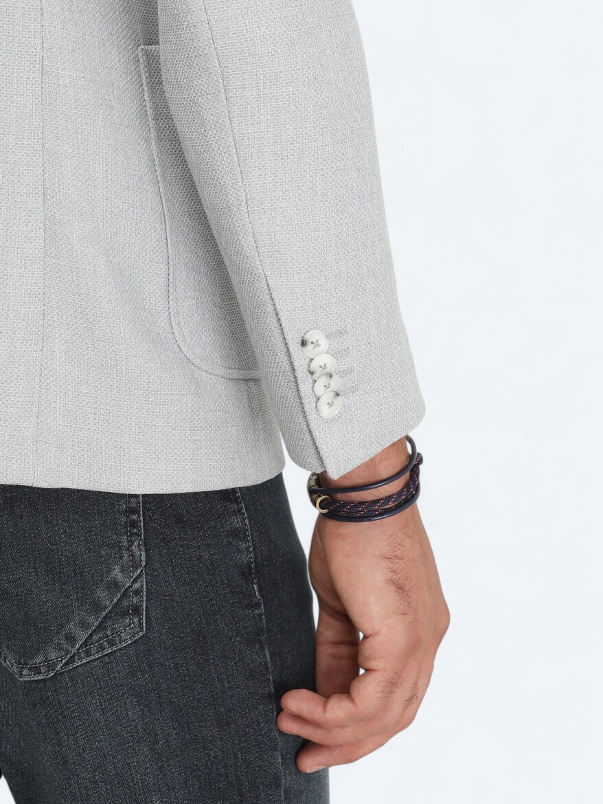 Grey Plain Modern Fit Jacket - 6